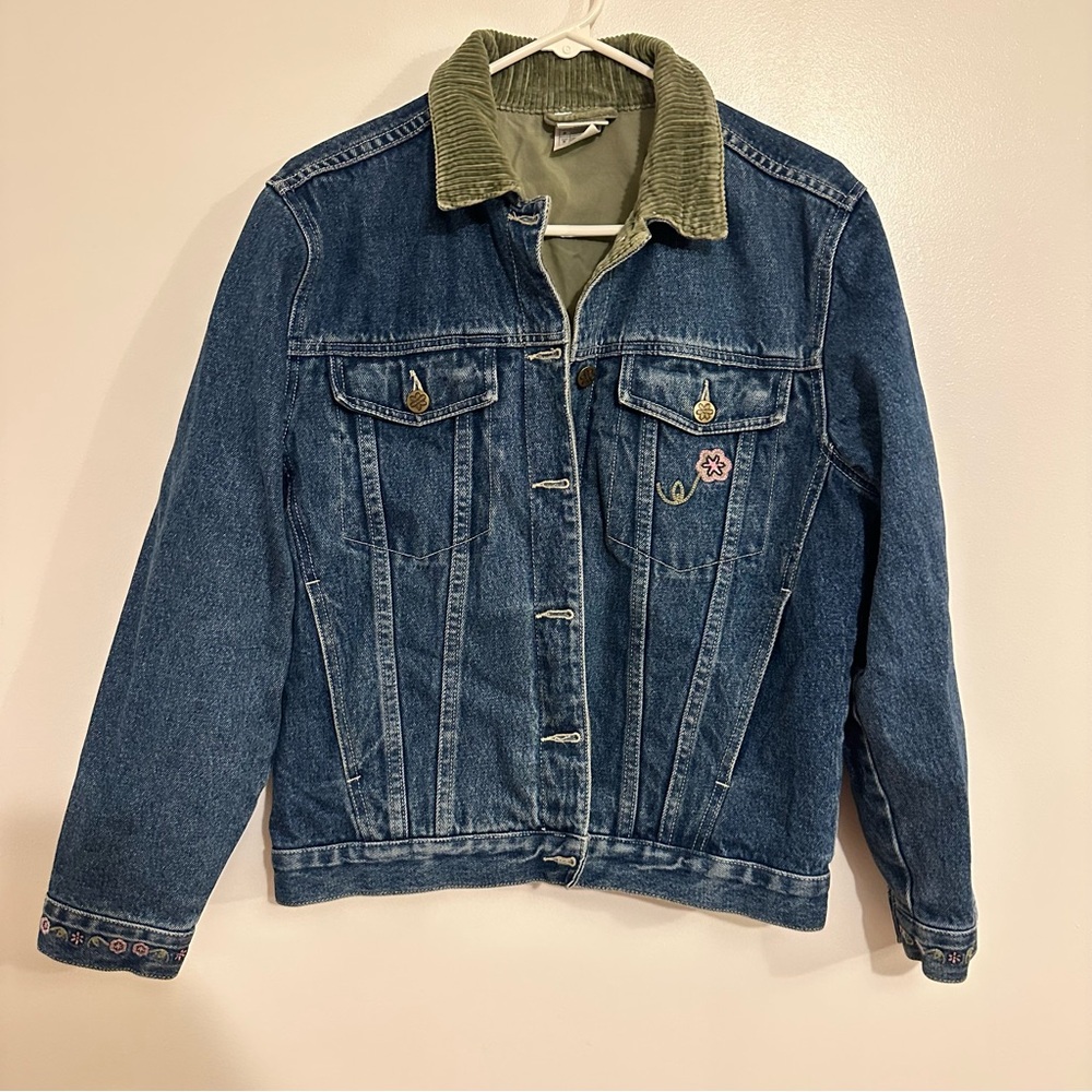 Vtg Y2K Disney Winnie The Pooh Jean Jacket Women’s Size S Embroidered Corduroy